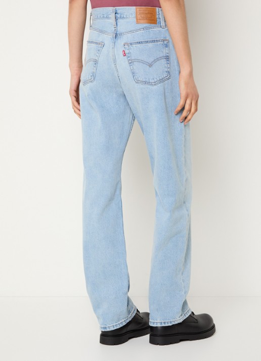 Levi's Easy Dad high waist straight leg jeans met lichte wassing - achterkant indigo