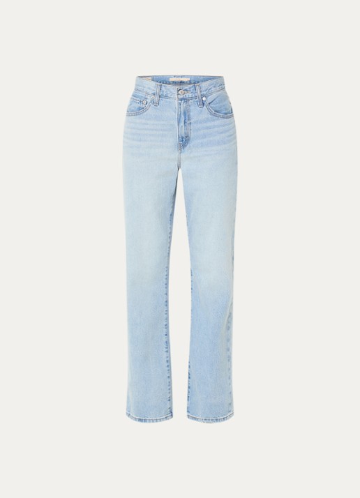 Levi's Easy Dad high waist straight leg jeans met lichte wassing - voorkant 2 indigo