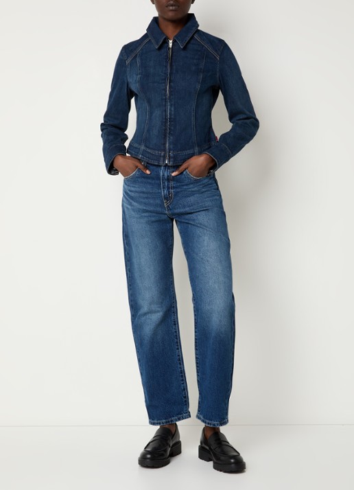 Levi's Easy Dad high waist straight leg jeans met medium wassing - voorkant 4 indigo