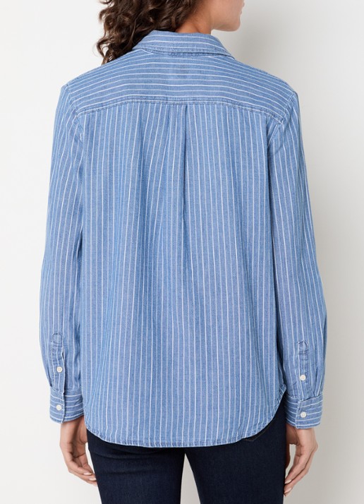 Levi's Elaine blouse met streepprint en borstzakken - achterkant 4 staalblauw