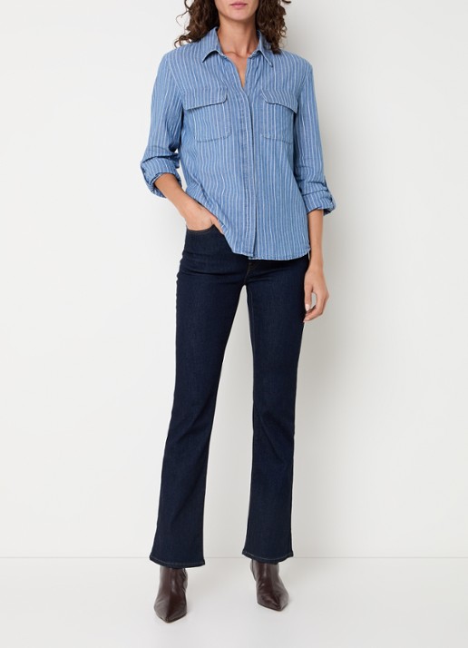 Levi's Elaine blouse met streepprint en borstzakken - voorkant 3 staalblauw