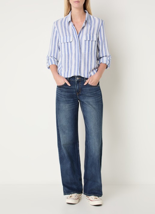 Levi's Elaine blouse met streepprint - voorkant 2 blauw