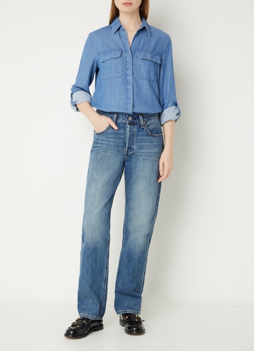 Levi's Elaine blouse van denim met borstzakken - voorkant 3 indigo
