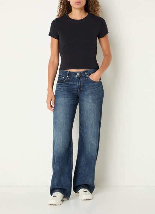 Levi's Essential cropped T-shirt met ronde hals - voorkant 2 zwart