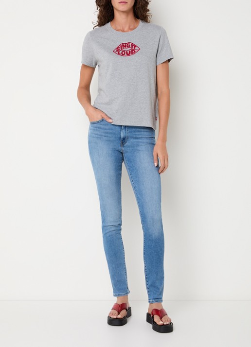 Levi's Favorite T-shirt met flockprint - voorkant 2 grijsmele