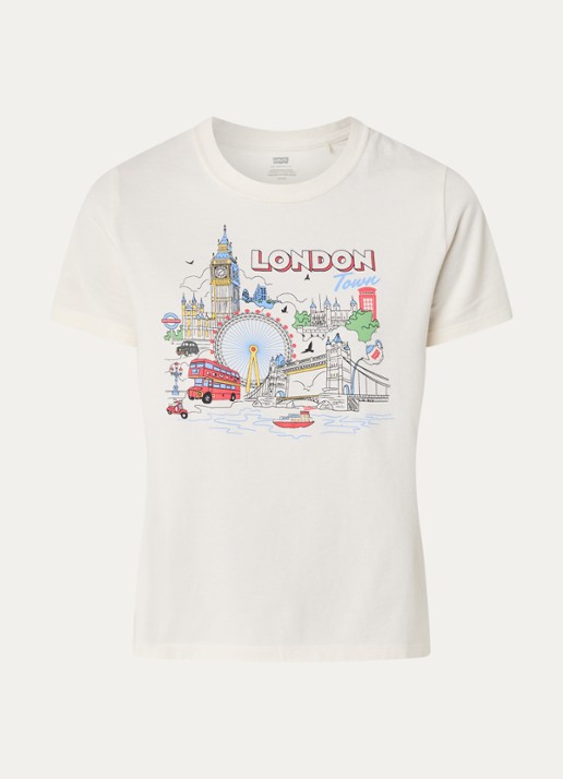 Levi's Favorite T-shirt met print - voorkant gebroken wit