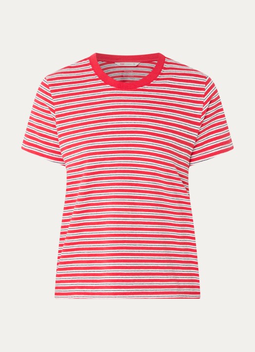 Levi's Favorite T-shirt met streepprint - voorkant rood