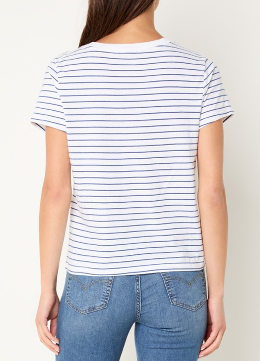Levi's Favorite T-shirt met V-hals en streepprint - achterkant wit