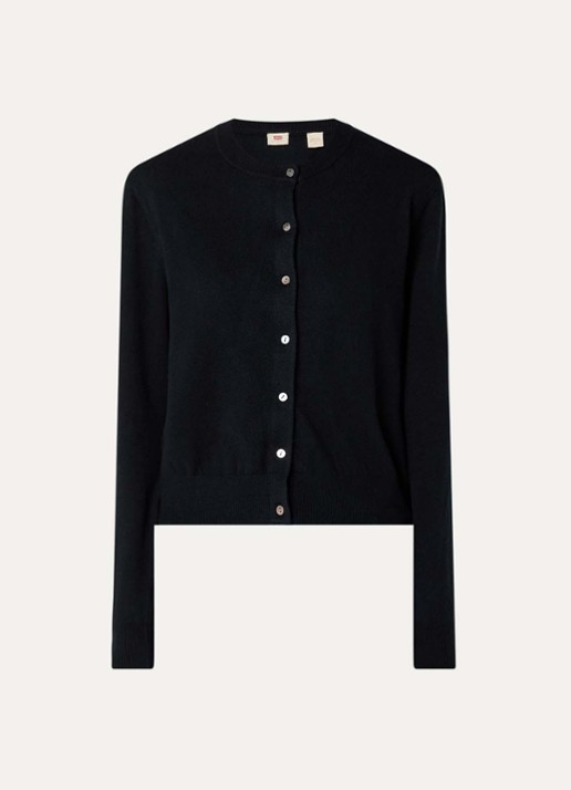 Levi's Fijngebreid vest met ronde hals - voorkant zwart