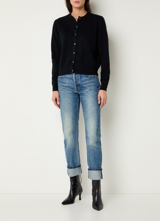 Levi's Fijngebreid vest met ronde hals - voorkant 2 zwart