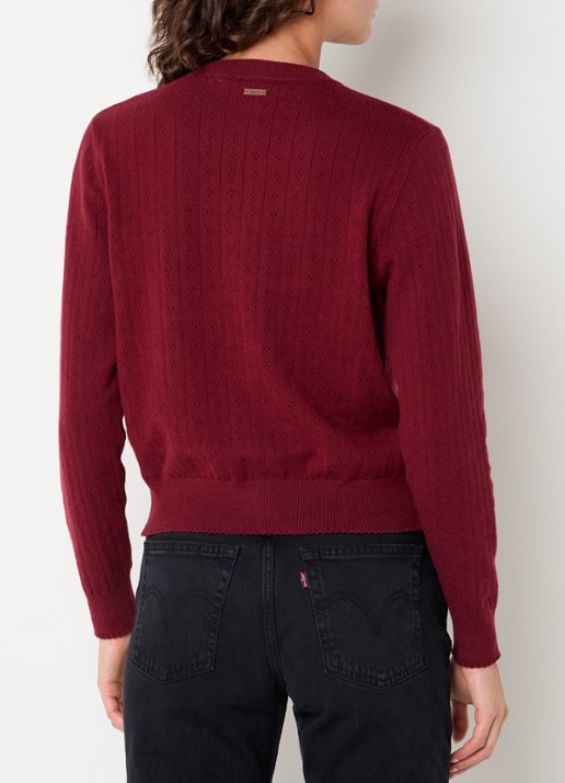 Levi's Fijngebreid vest met ronde hals - achterkant 4 bordeauxrood