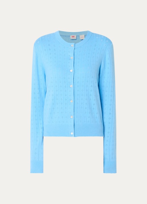 Levi's Fijngebreid vest met ronde hals - voorkant 2 blauw