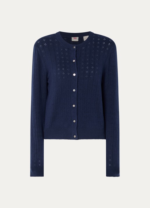 Levi's Fijngebreid vest met ronde hals - voorkant 3 donkerblauw