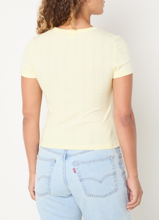 Levi's Fijngebreide crop top met opengewerkt dessin - achterkant lichtgeel