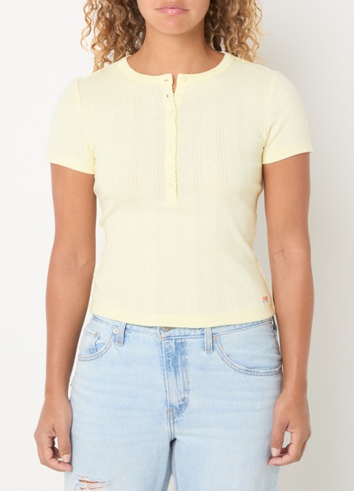 Levi's Fijngebreide crop top met opengewerkt dessin