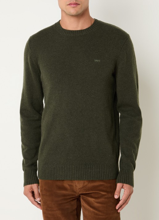 Levi's Fijngebreide pullover in wolblend met logoborduring