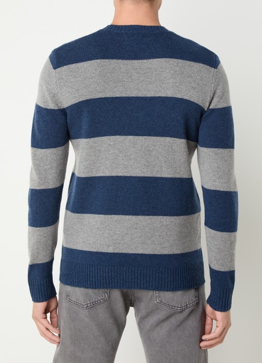 Levi's Fijngebreide pullover in wolblend met streepprint - achterkant 3 grijs