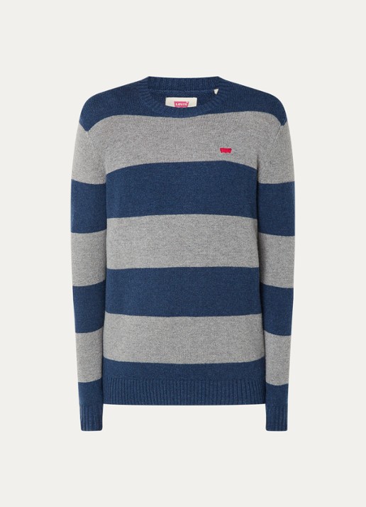 Levi's Fijngebreide pullover in wolblend met streepprint - voorkant 4 grijs