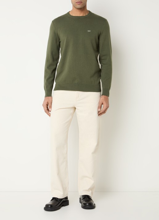 Levi's Fijngebreide pullover met logo - voorkant 2 bronsgroen
