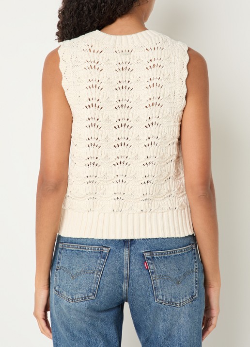 Levi's Fijngebreide top van crochet met ronde hals - achterkant gebroken wit