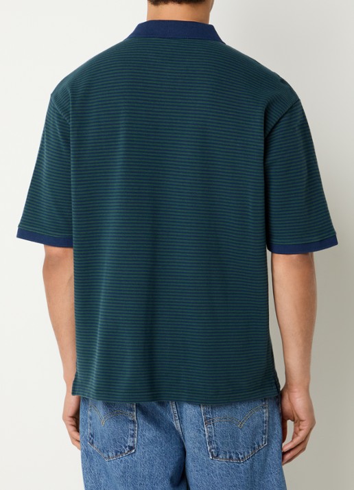 Levi's Finn polo met streepprint - achterkant 3 zeegroen