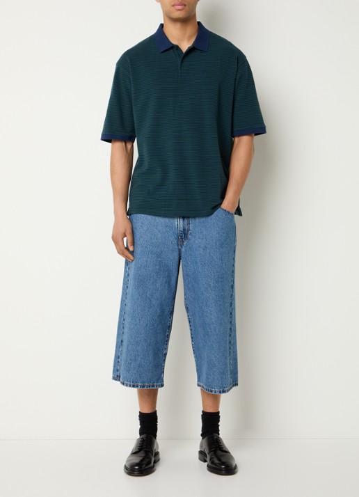 Levi's Finn polo met streepprint - voorkant 2 zeegroen