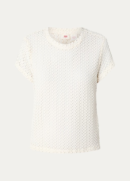 Levi's Fiona semi-transparant T-shirt van kant - voorkant creme