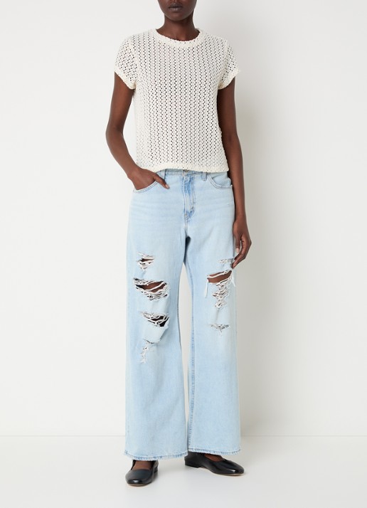 Levi's Fiona semi-transparant T-shirt van kant - voorkant 2 creme
