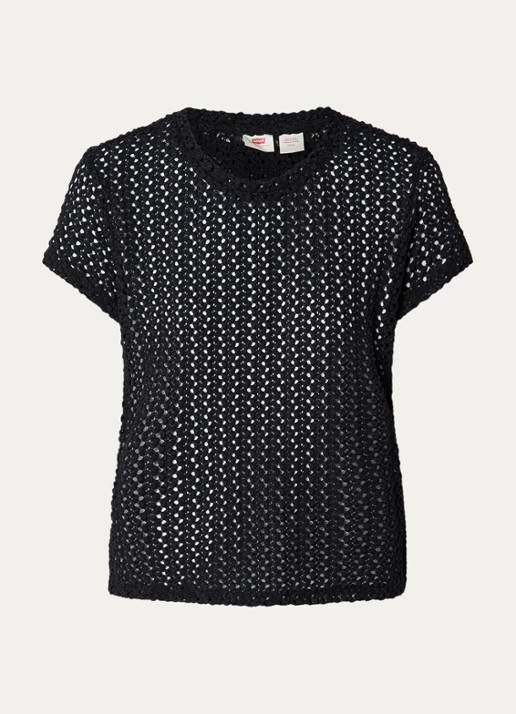 Levi's Fiona semi-transparant T-shirt van kant - voorkant zwart
