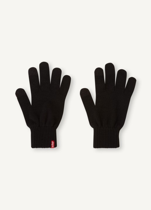 Levi's Gebreide handschoenen met touchscreen functie - voorkant 2 zwart
