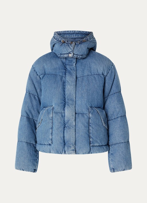 Levi's Gewatteerde spijkerjas met donsvulling - voorkant indigo