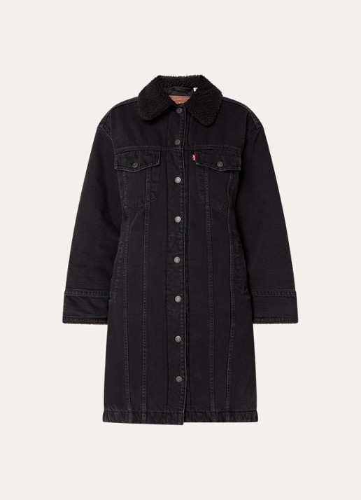 Levi's Gewatteerde spijkerjas met steekzakken - voorkant 2 zwart