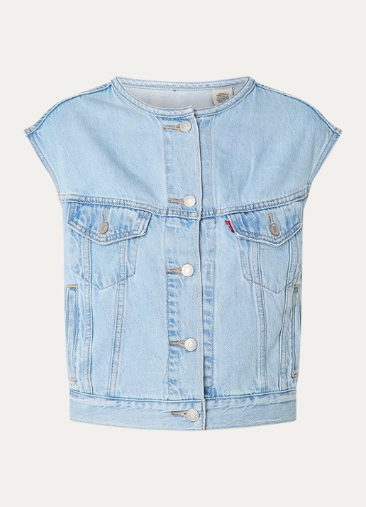 Levi's Gilet van denim met borstzakken - voorkant 2 indigo