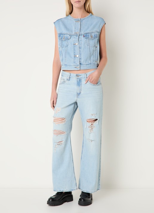 Levi's Gilet van denim met borstzakken - voorkant 3 indigo