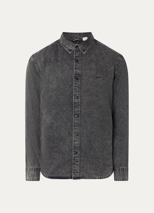 Levi's Gizmo overshirt van denim - voorkant 2 antraciet
