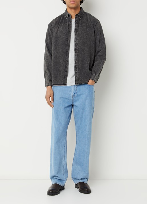 Levi's Gizmo overshirt van denim - voorkant 3 antraciet