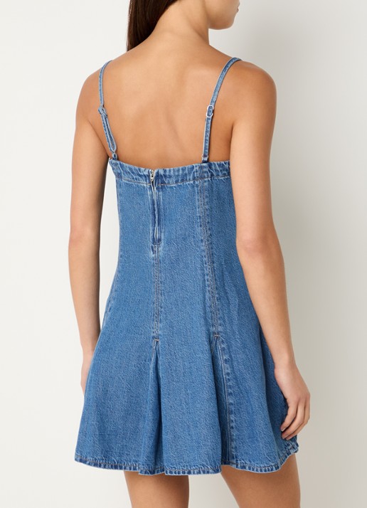 Levi's Godet mini A-lijn jurk met plooidetail - achterkant 4 indigo