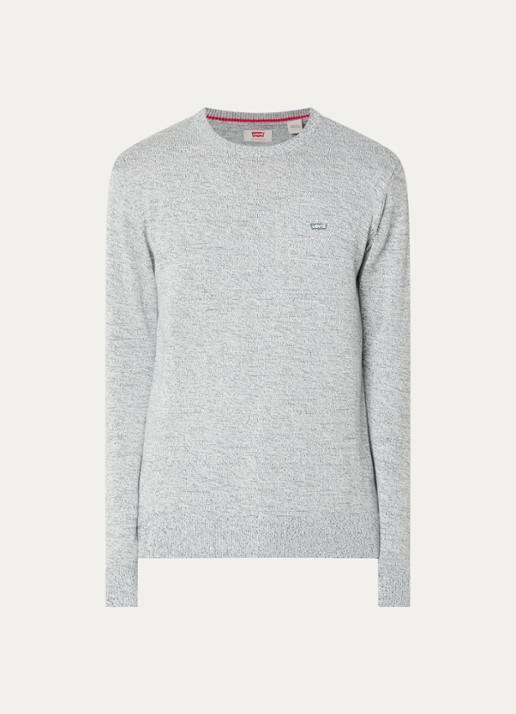 Levi's Grofgebreide pullover met gemêleerd dessin - voorkant grijsmele