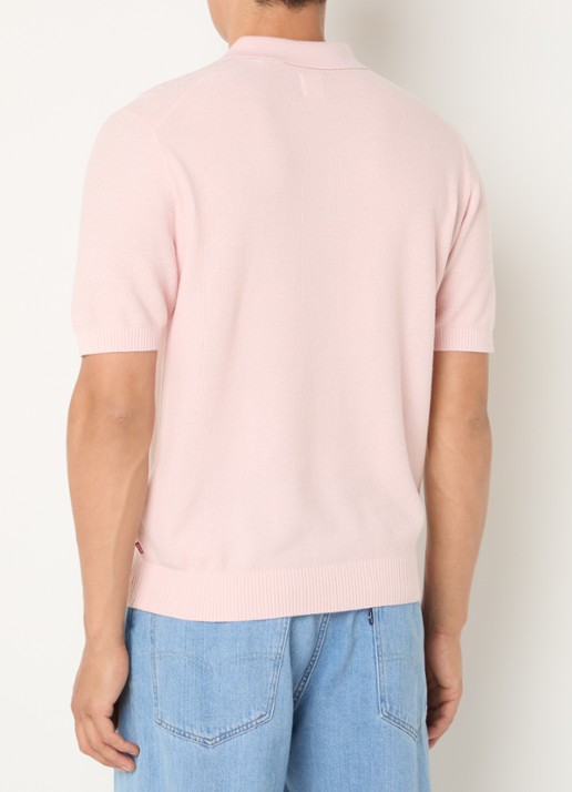 Levi's Grofgebreide regular fit polo in linnenblend - achterkant 4 roze
