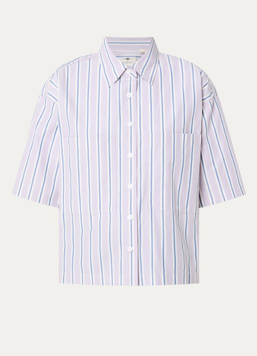 Levi's Harlie blouse met streepprint - voorkant lichtpaars