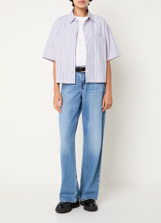 Levi's Harlie blouse met streepprint - voorkant 2 lichtpaars