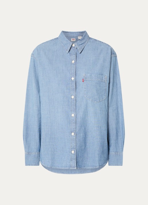 Levi's Harlie Boyfriend blouse van chambray met borstzak - voorkant 3 indigo