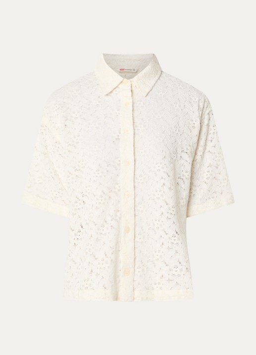 Levi's Harlie semi-transparante blouse van kant - voorkant 3 creme
