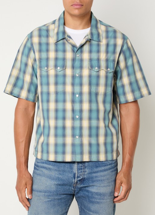 Levi's Harryson overshirt met ruitdessin - detail geel