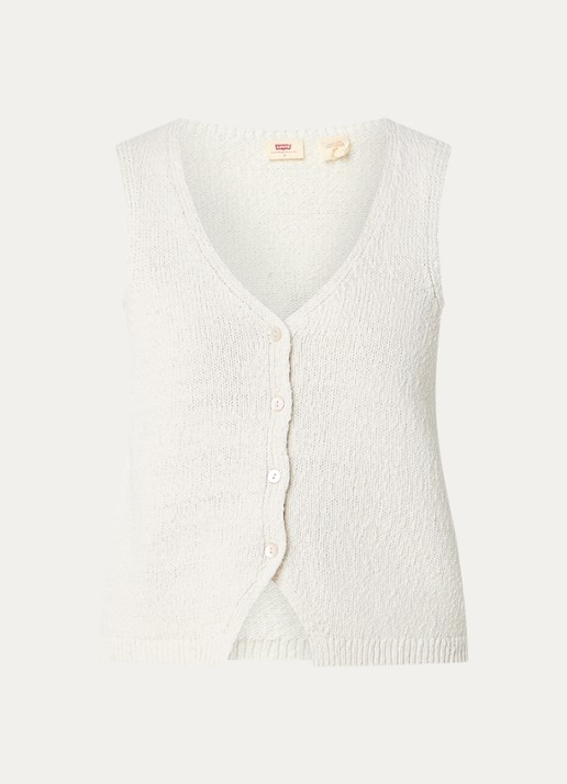 Levi's Helen grofgebreide gilet met V-hals - voorkant 3 gebroken wit