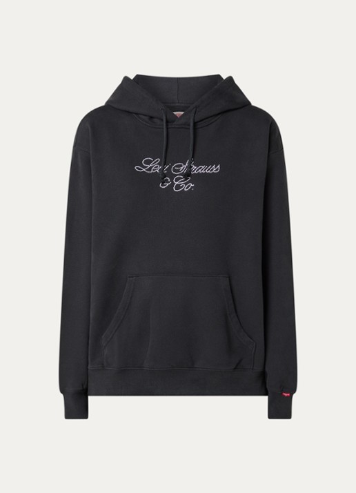 Levi's Heritage hoodie met logoprint en strass - voorkant zwart