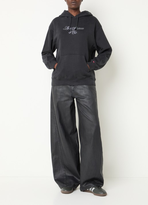 Levi's Heritage hoodie met logoprint en strass - voorkant 2 zwart