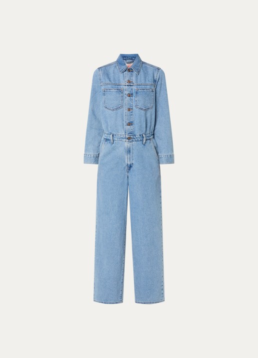 Levi's Heritage straight fit jumpsuit van denim met steekzakken - voorkant 2 indigo