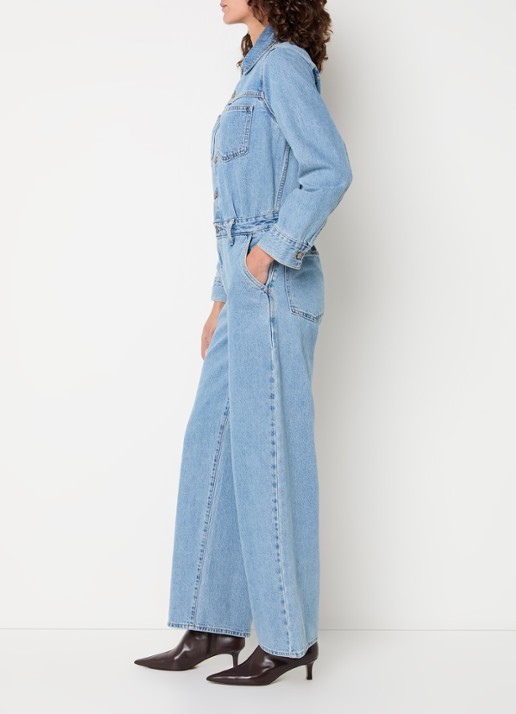 Levi's Heritage straight fit jumpsuit van denim met steekzakken - voorkant 3 indigo