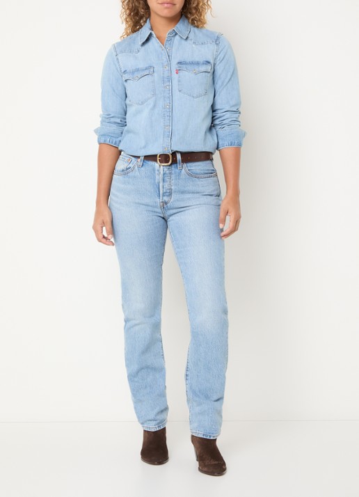 Levi's Heritage Western blouse van denim met borstzakken - voorkant 4 indigo